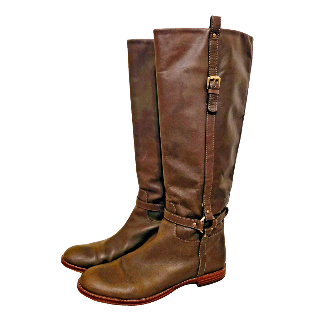 Coach Women’s Monday Knee-High Taupe Elephant Soft Leather Boots Size 9